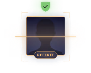 Illustration d'un badge référent vérifié avec silhouette anonyme, bouclier vert de validation et cadre de scan