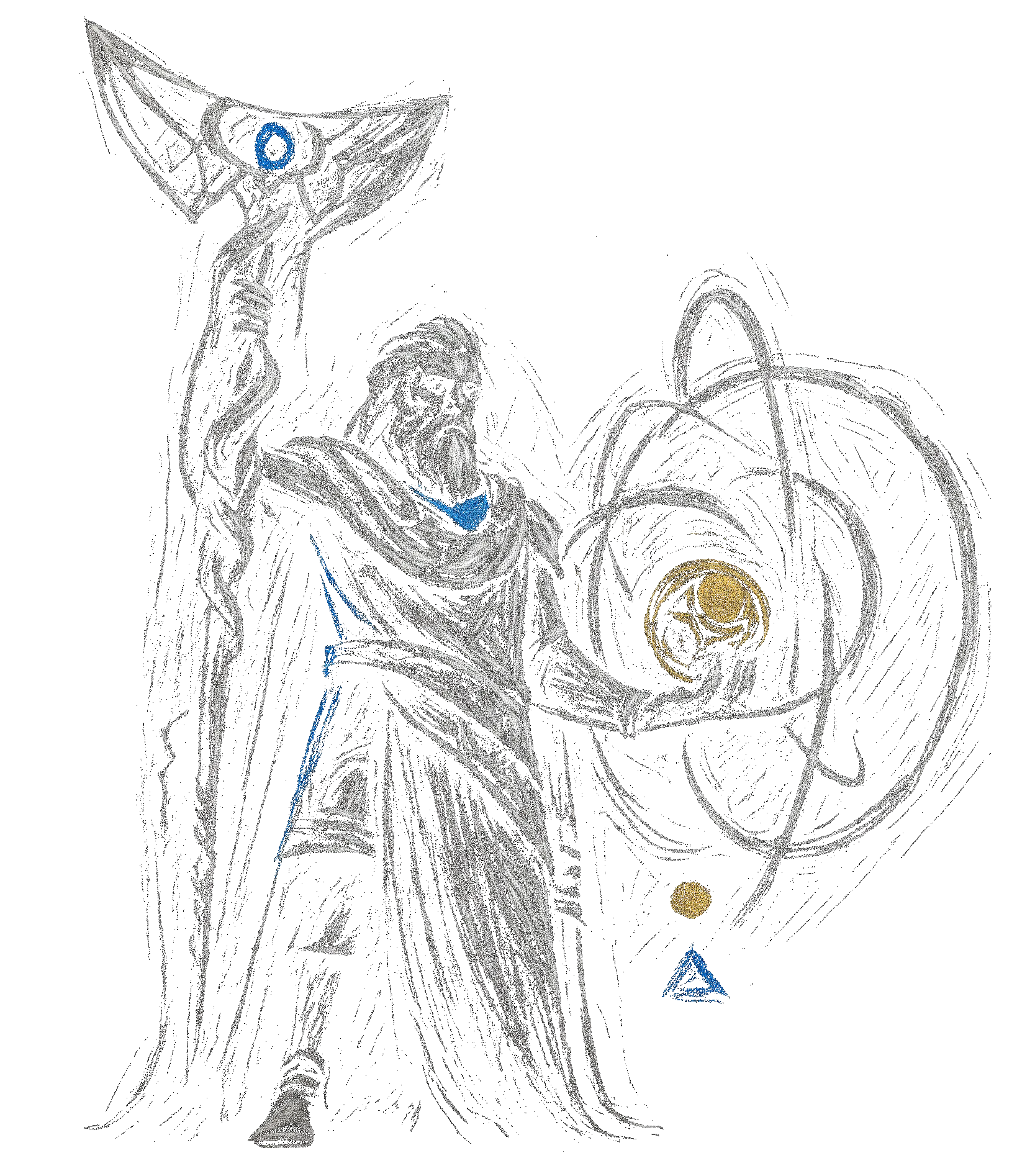 Sketch drawing of Atlantis Statue