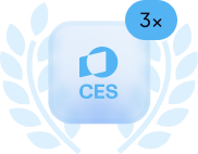 Badge récompense CES avec mention 3x entouré de lauriers, illustrant trois distinctions obtenues au salon CES