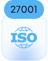 Icône de la certification ISO 27001 avec symbole de globe stylisé
