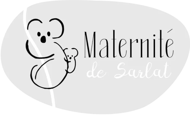 Logo de la Maternité de Sarlat avec illustration d'un koala tenant son petit